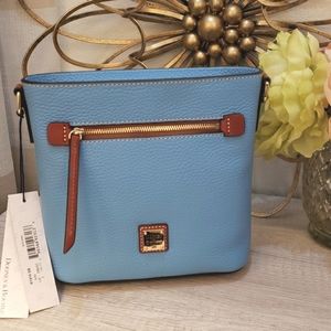 Dooney & Bourke Sky Blue Small Leather Zip Crossbody Bag